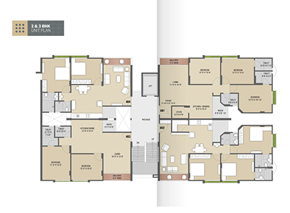 2 & 3 BHK Unit Plan